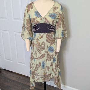 Frenzi Asymmetrical Paisley Fairycore Y2K‎ Dress Light Green Size 4/6